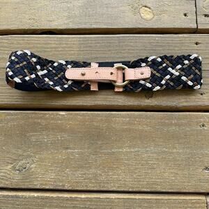 LOFT Black White Gold Stretchy Belt with Tan Accent